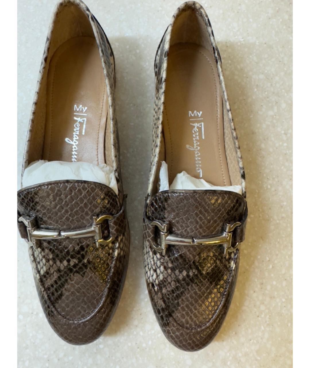 FERRAGAMO Коричневые кожаные лоферы, фото 3