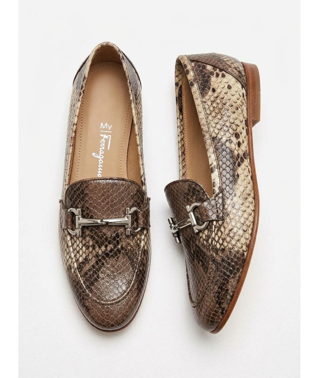 FERRAGAMO Коричневые кожаные лоферы, фото 7