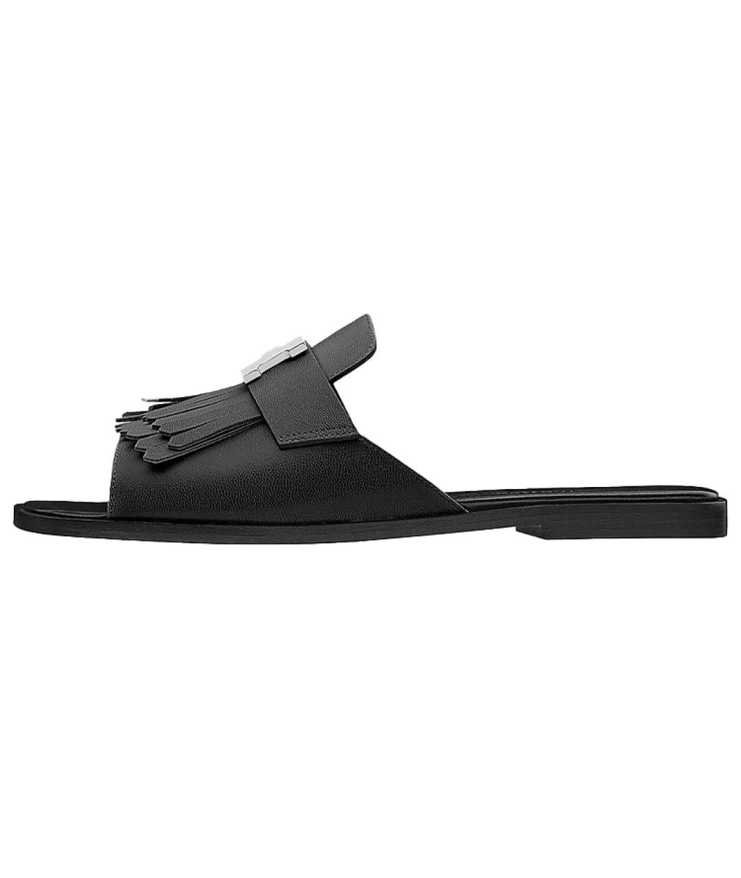 HERMES Черные шлепанцы, фото 6