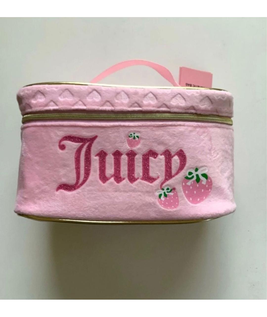 JUICY COUTURE Розовая бархатная косметичка, фото 4