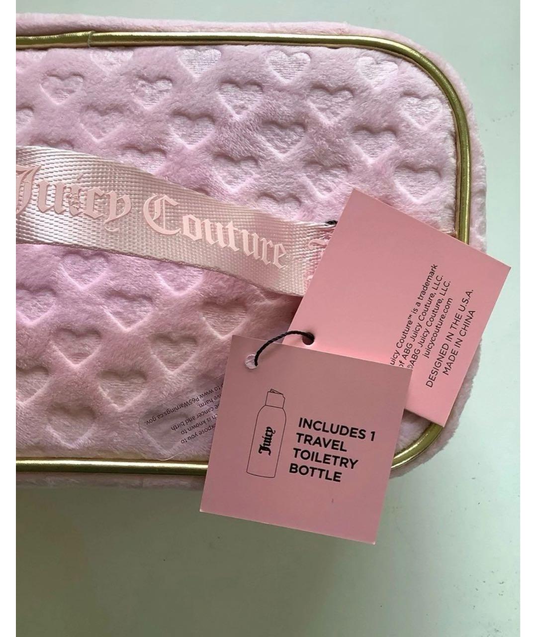 JUICY COUTURE Розовая бархатная косметичка, фото 3