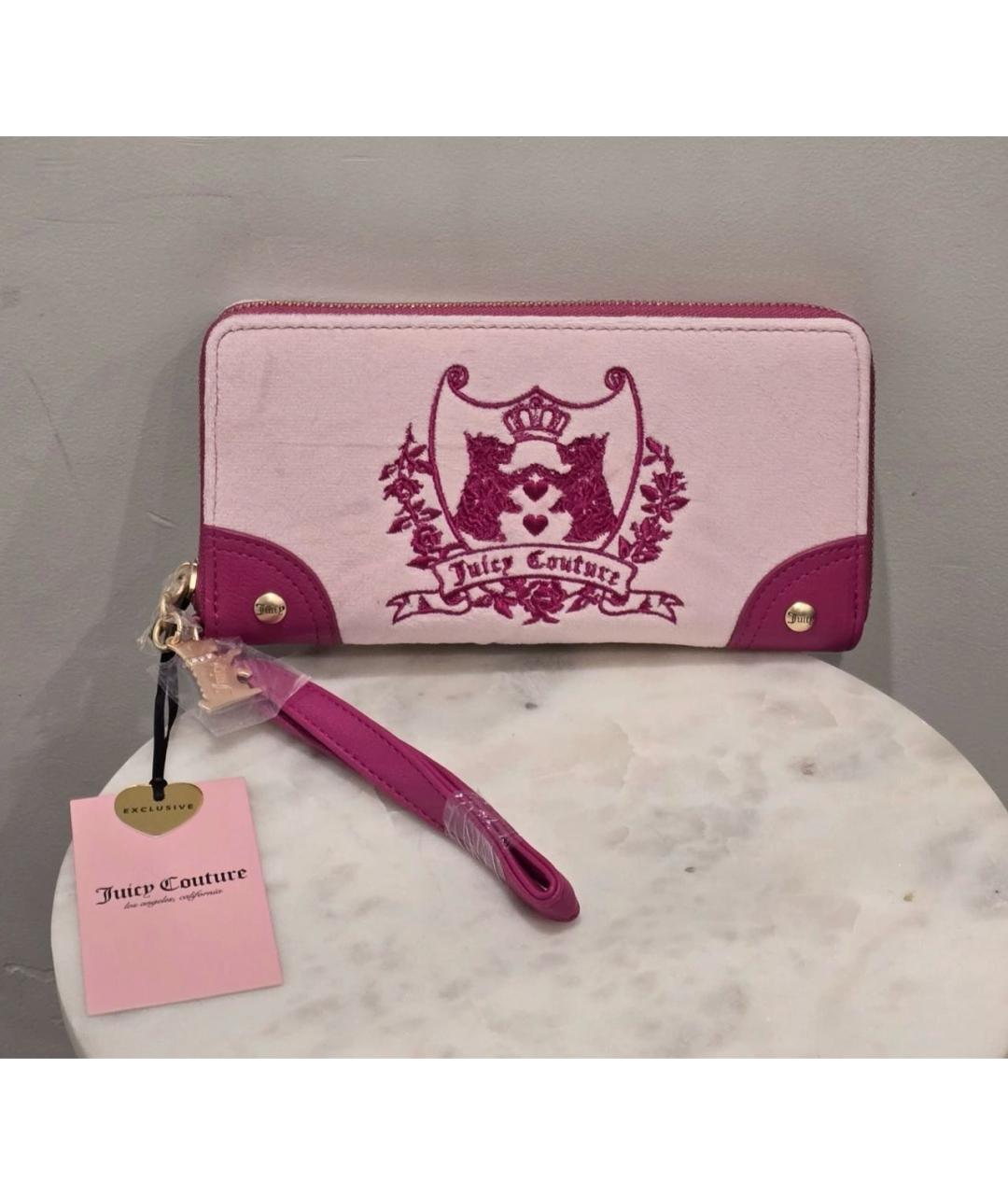 JUICY COUTURE Розовый бархатный кошелек, фото 4