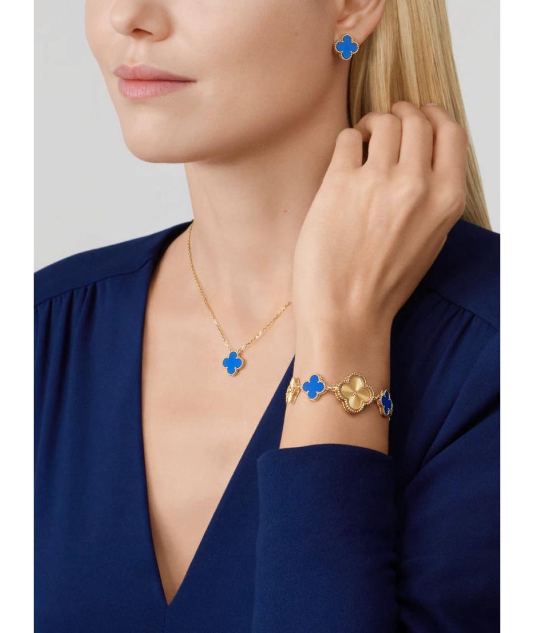 VAN CLEEF & ARPELS Синие серьги из желтого золота, фото 2