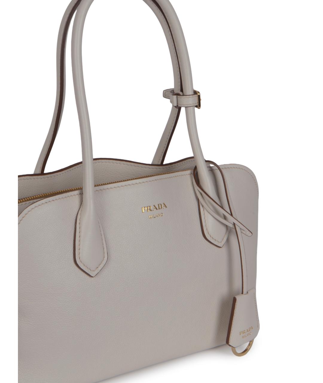 PRADA Белая кожаная сумка тоут, фото 4