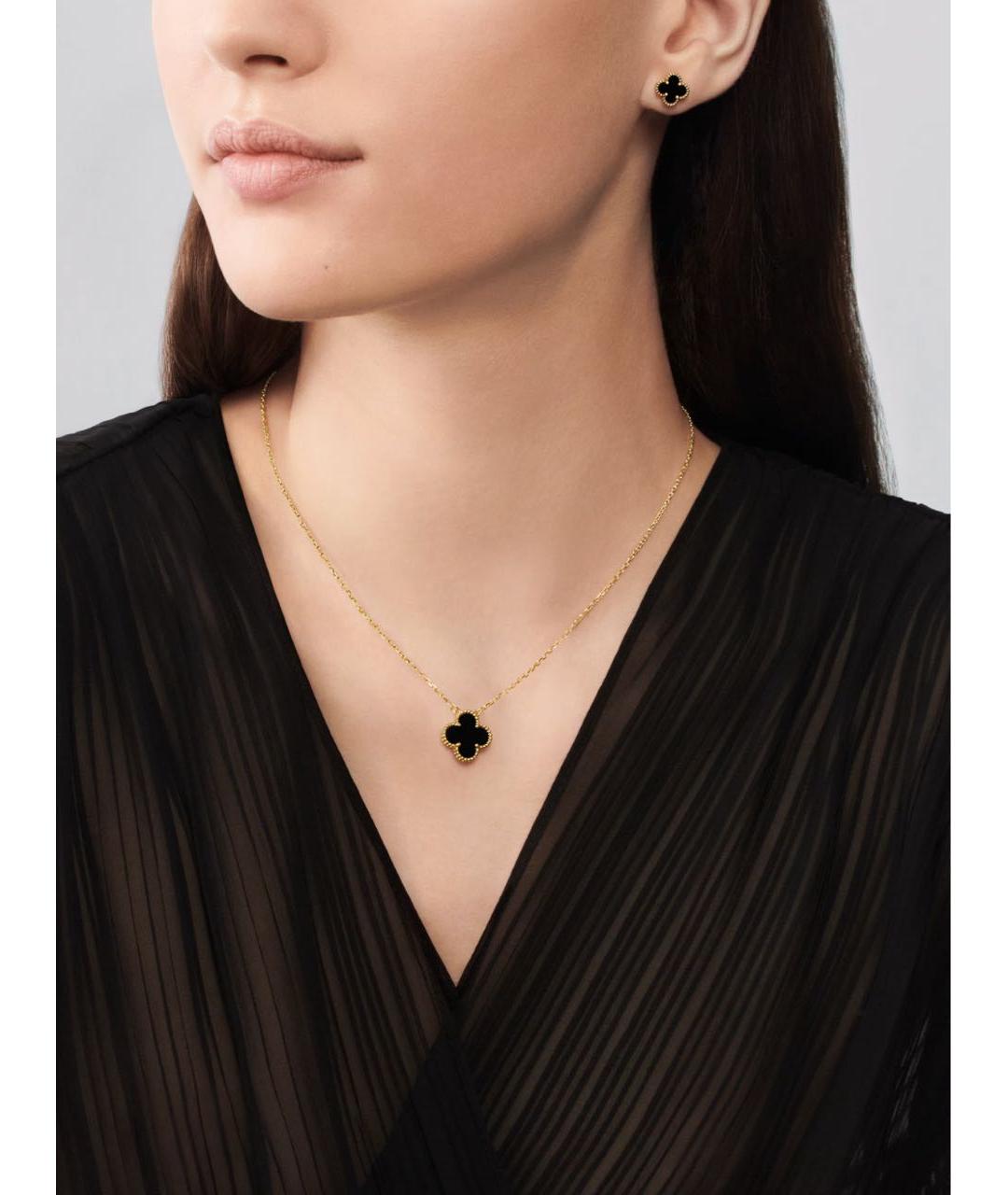 VAN CLEEF & ARPELS Черные серьги из желтого золота, фото 2