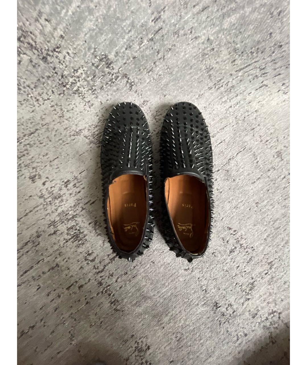 CHRISTIAN LOUBOUTIN Черные кожаные слипоны, фото 3