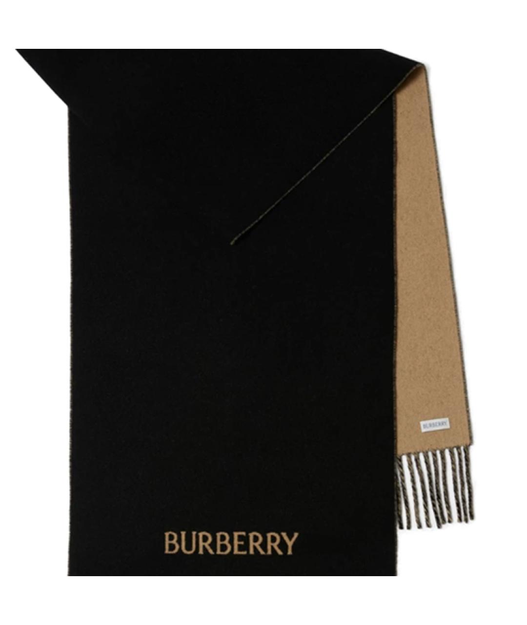 BURBERRY Черный кашемировый шарф, фото 4