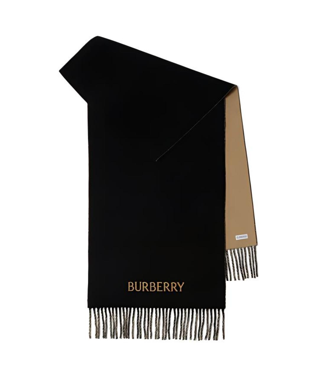 BURBERRY Черный кашемировый шарф, фото 1