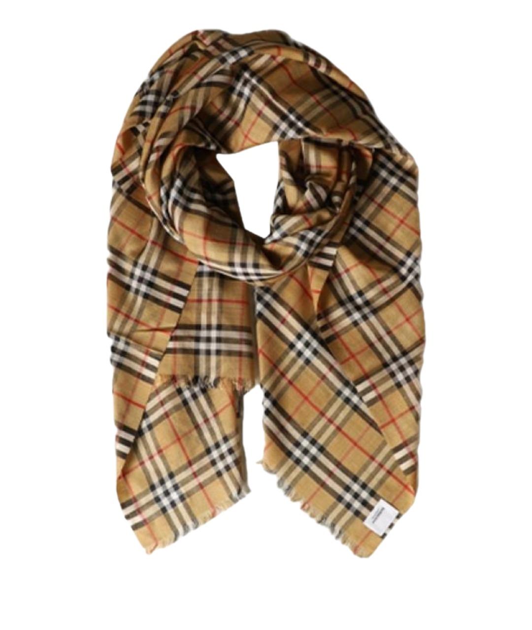 BURBERRY Бежевый шерстяной шарф, фото 1