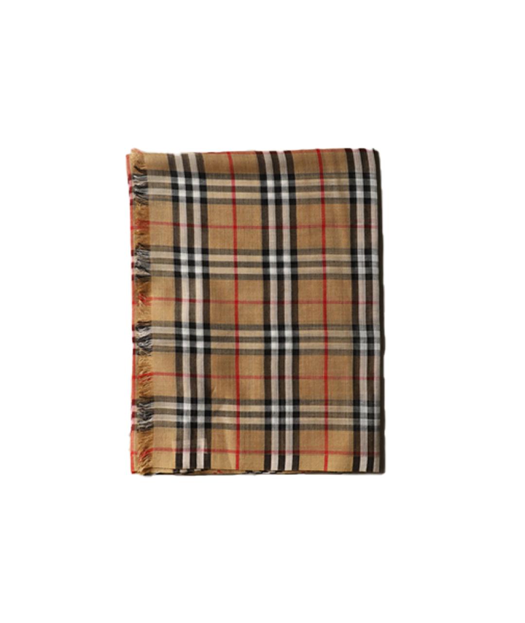 BURBERRY Бежевый шерстяной шарф, фото 2