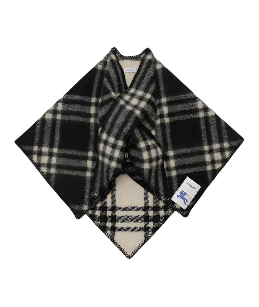 BURBERRY Черный шерстяной платок, фото 1