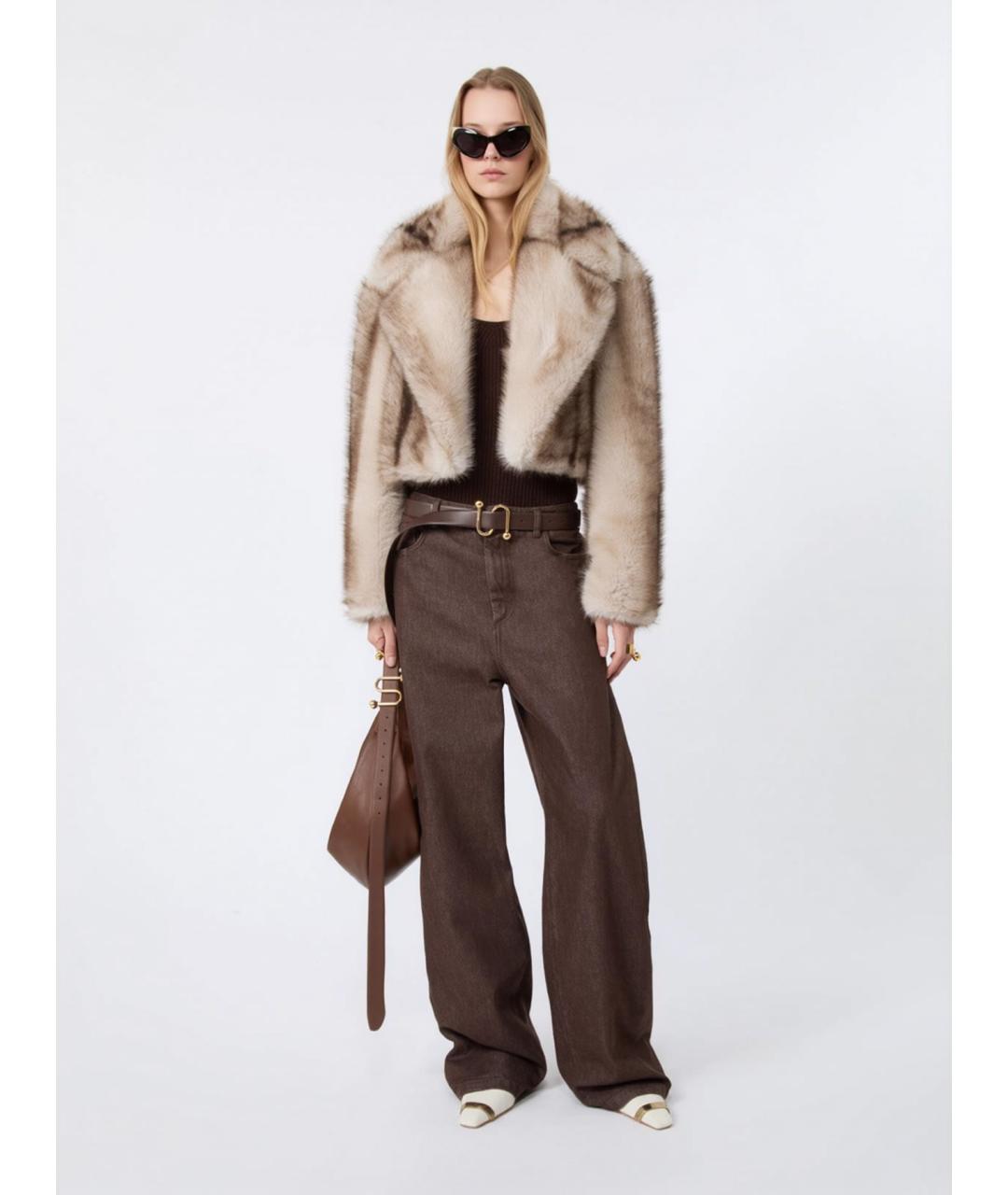 SPORTMAX Коричневые хлопковые прямые джинсы, фото 2