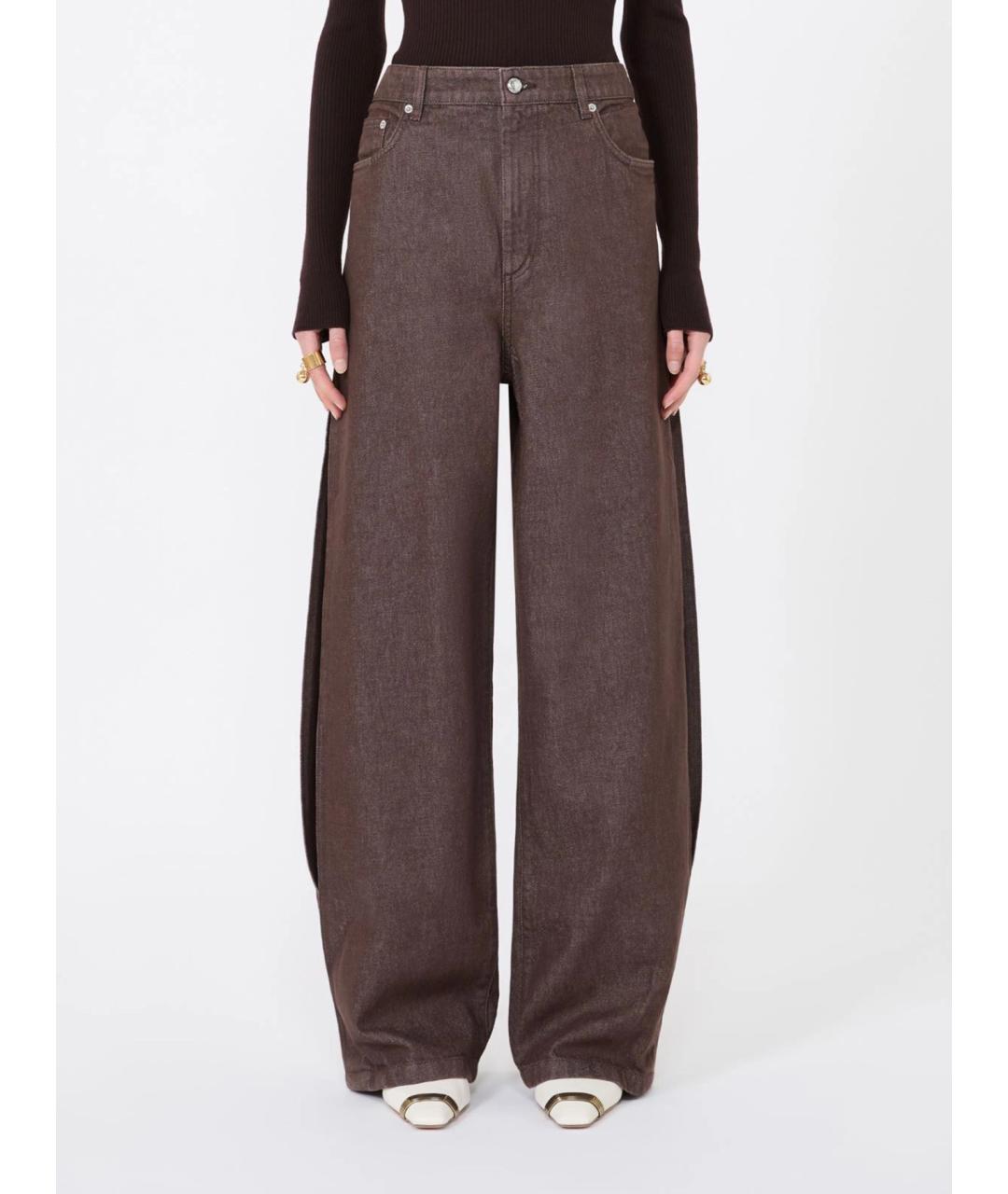 SPORTMAX Коричневые хлопковые прямые джинсы, фото 3