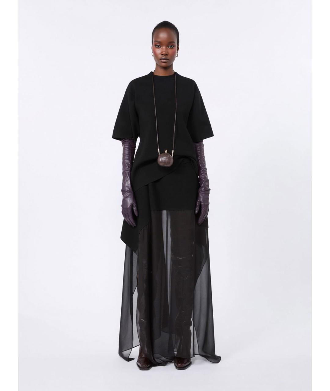 SPORTMAX Черная вискозная юбка макси, фото 2