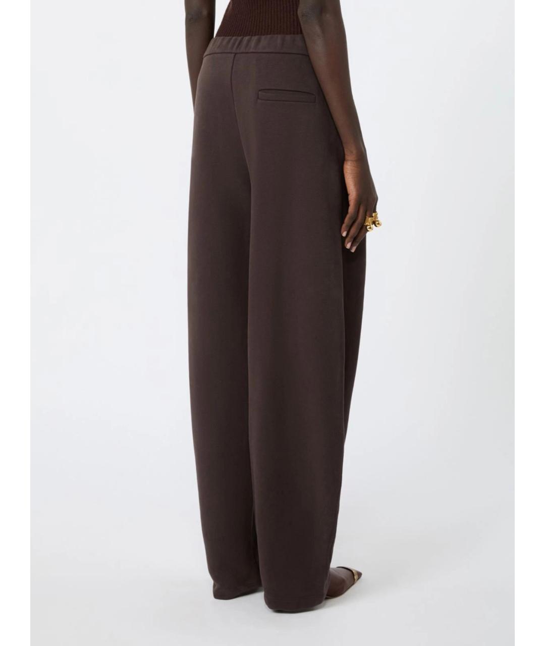 SPORTMAX Коричневые хлопковые прямые брюки, фото 4