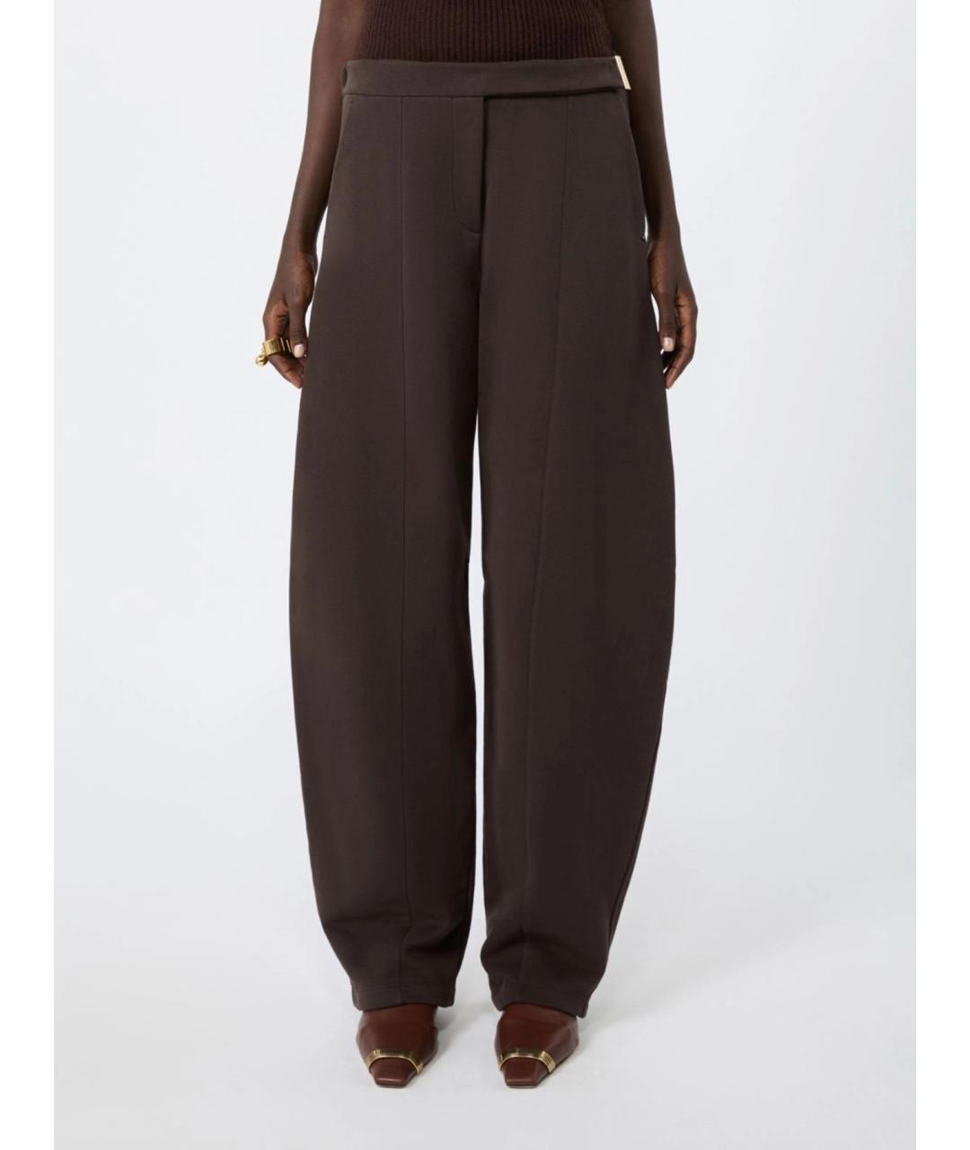 SPORTMAX Коричневые хлопковые прямые брюки, фото 3