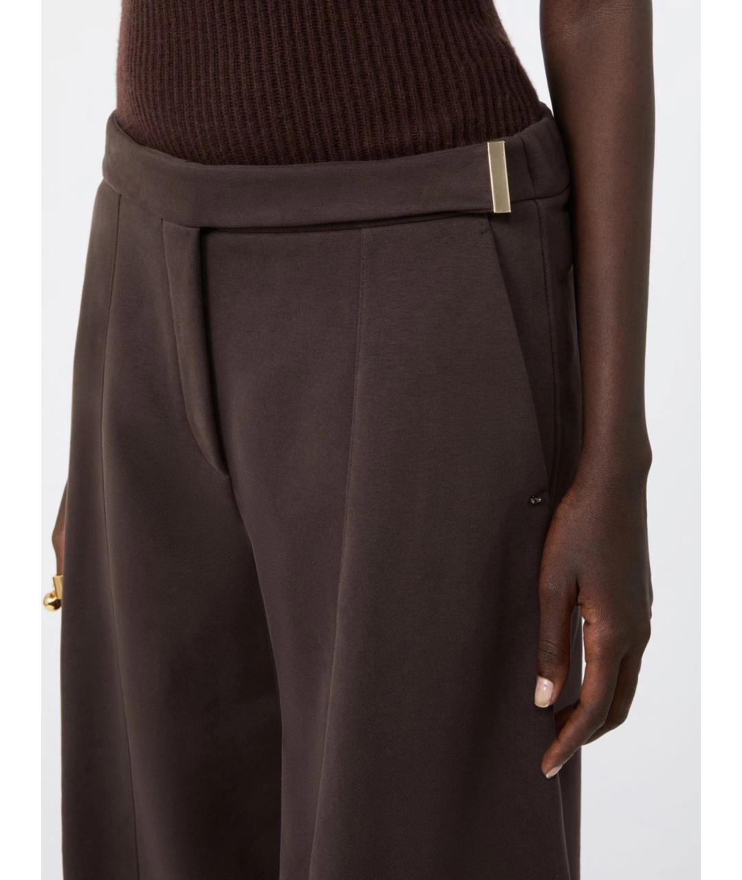 SPORTMAX Коричневые хлопковые прямые брюки, фото 5