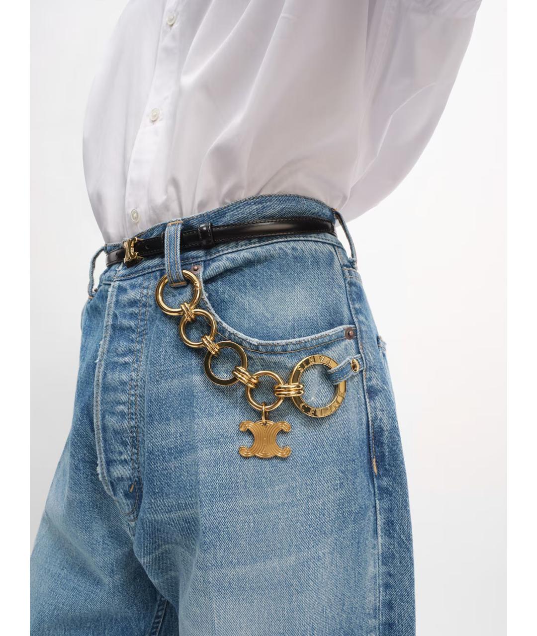 CELINE Голубые хлопковые прямые джинсы, фото 3