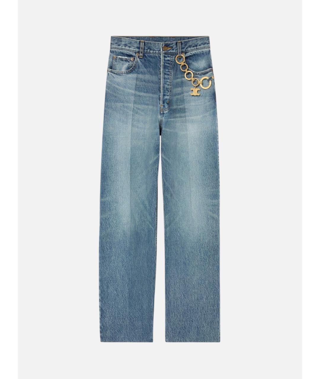 CELINE Голубые хлопковые прямые джинсы, фото 4