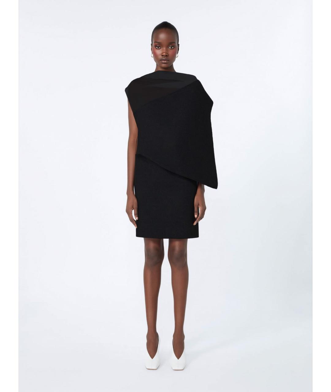 SPORTMAX Черное шерстяное коктейльное платье, фото 4