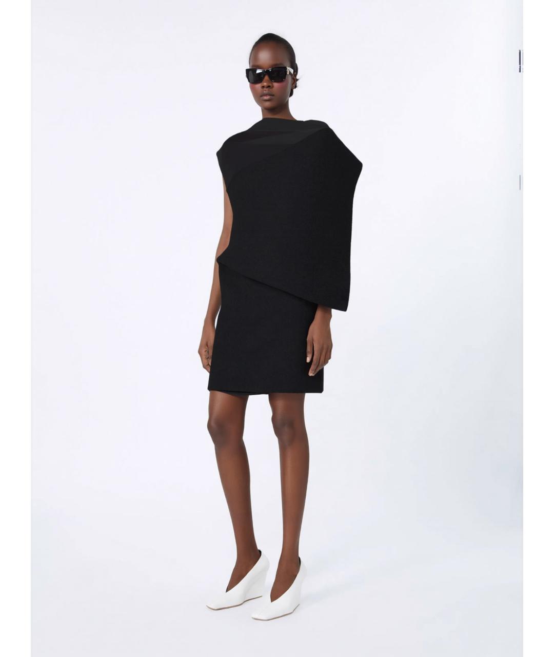 SPORTMAX Черное шерстяное коктейльное платье, фото 2