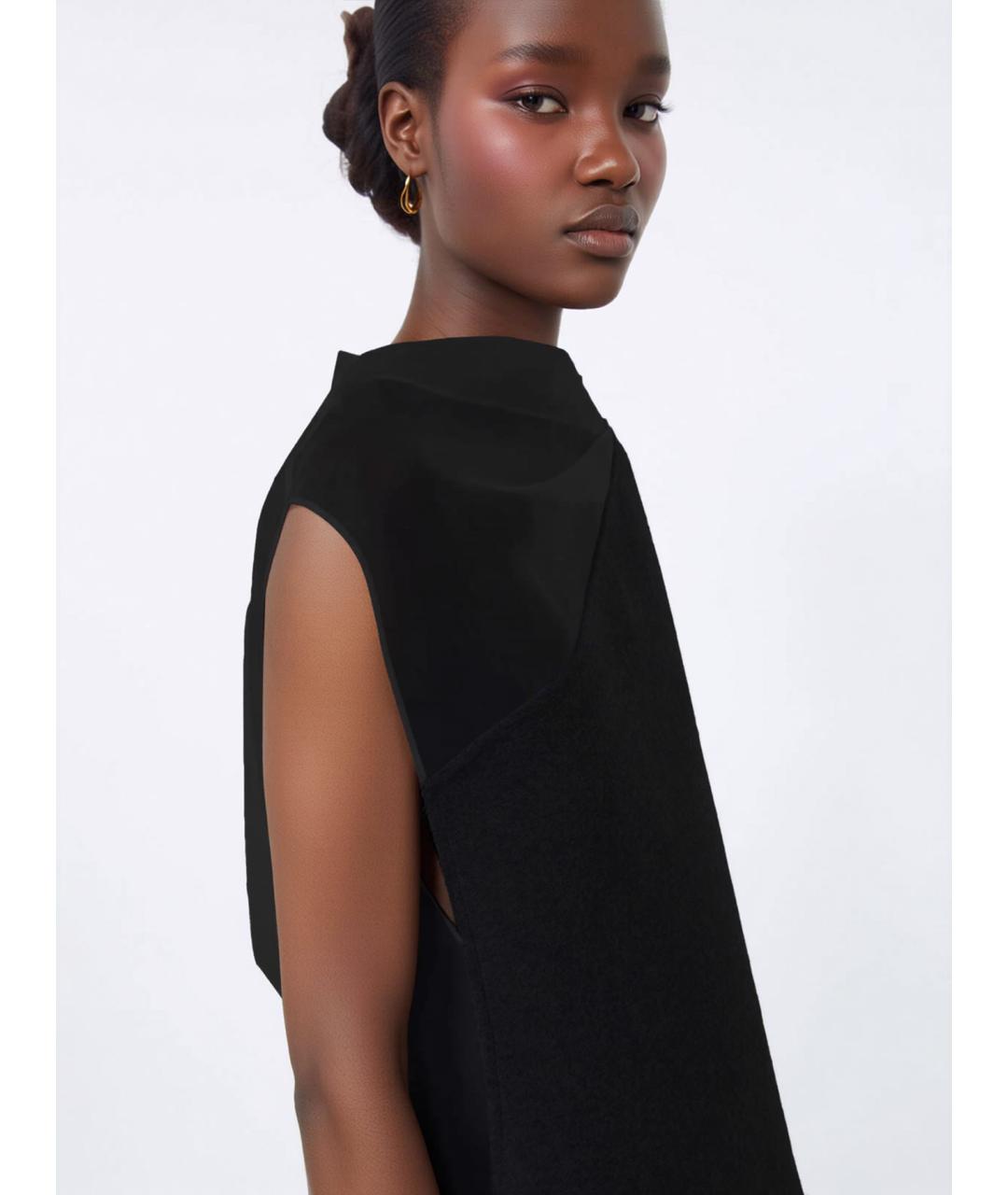 SPORTMAX Черное шерстяное коктейльное платье, фото 5