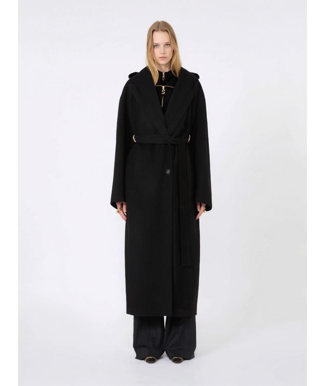 SPORTMAX Черное шерстяное пальто, фото 3