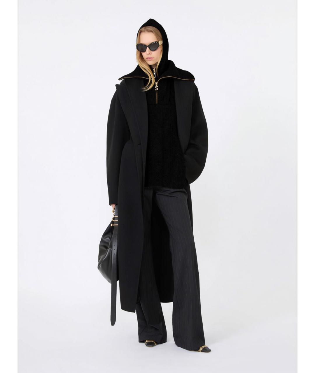 SPORTMAX Черное шерстяное пальто, фото 2