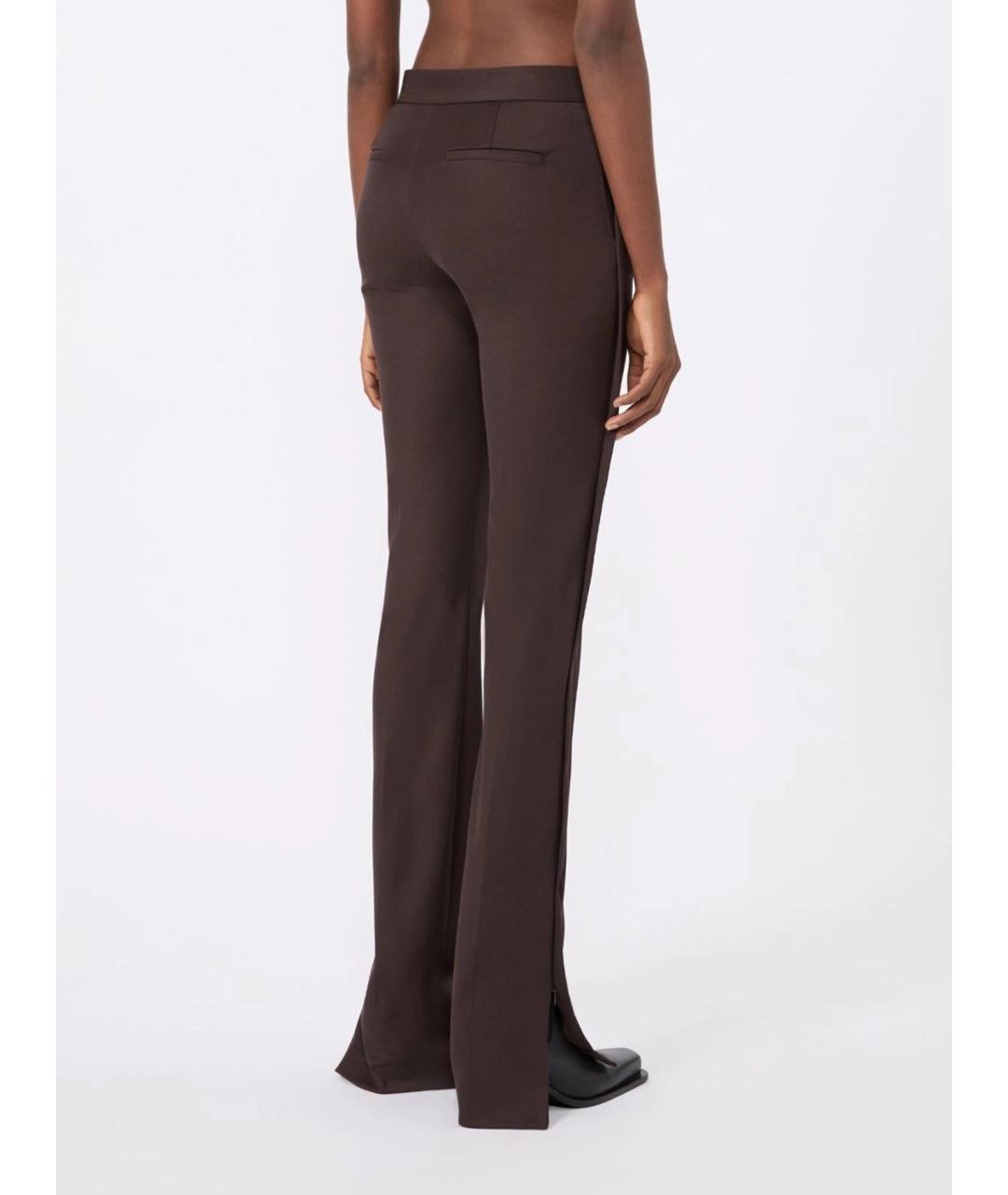 SPORTMAX Коричневые шерстяные прямые брюки, фото 4