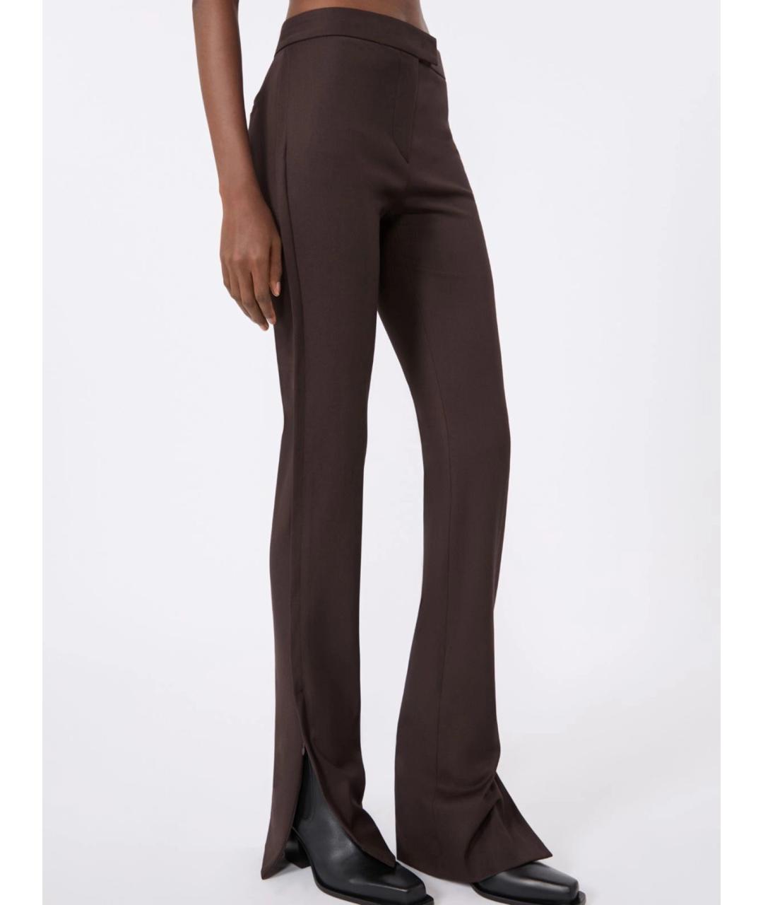 SPORTMAX Коричневые шерстяные прямые брюки, фото 5