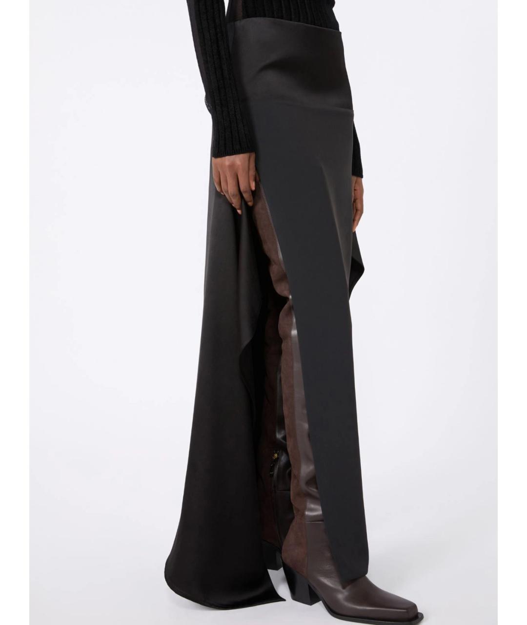 SPORTMAX Черная вискозная юбка макси, фото 5