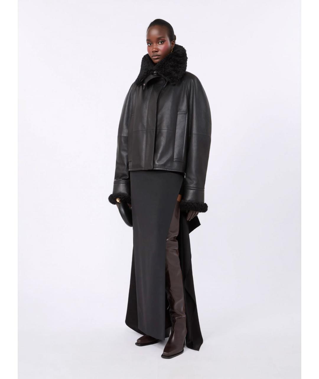 SPORTMAX Черная вискозная юбка макси, фото 2