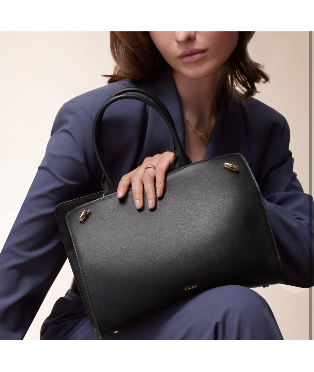CARTIER Черная кожаная сумка тоут, фото 4
