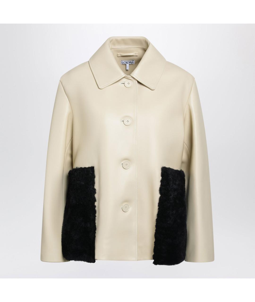 LOEWE Бежевая кожаная куртка, фото 3