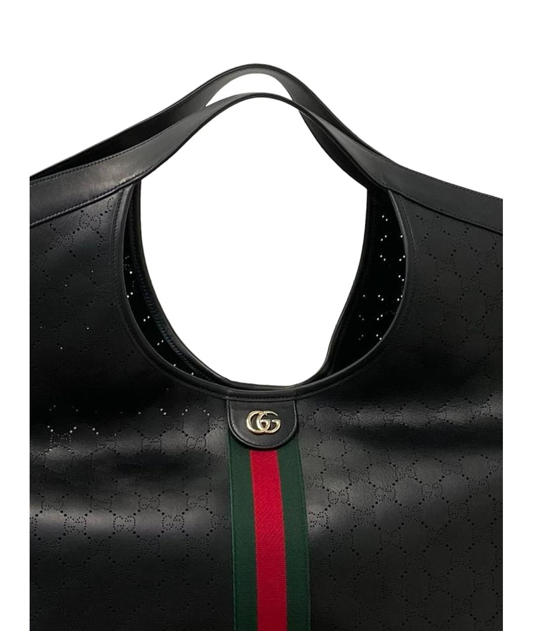 GUCCI Черная кожаная сумка тоут, фото 2