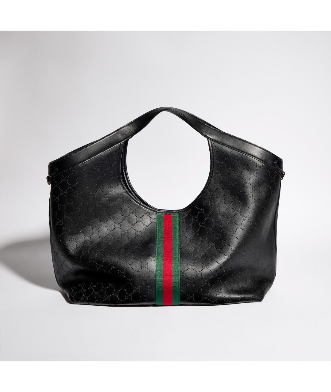 GUCCI Черная кожаная сумка тоут, фото 3