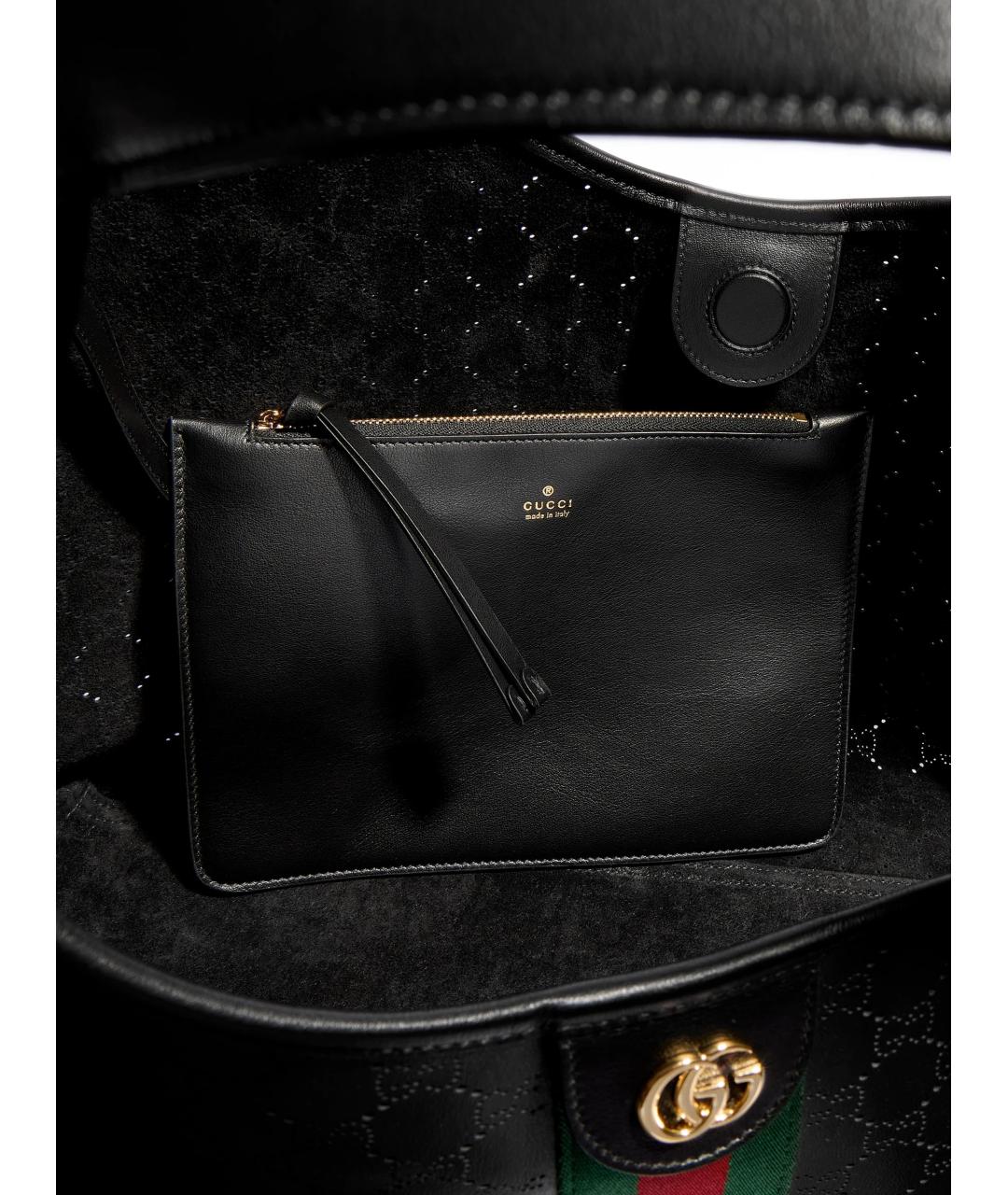 GUCCI Черная кожаная сумка тоут, фото 5