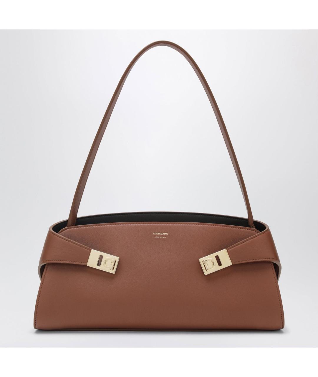 FERRAGAMO Коричневая кожаная сумка через плечо, фото 3