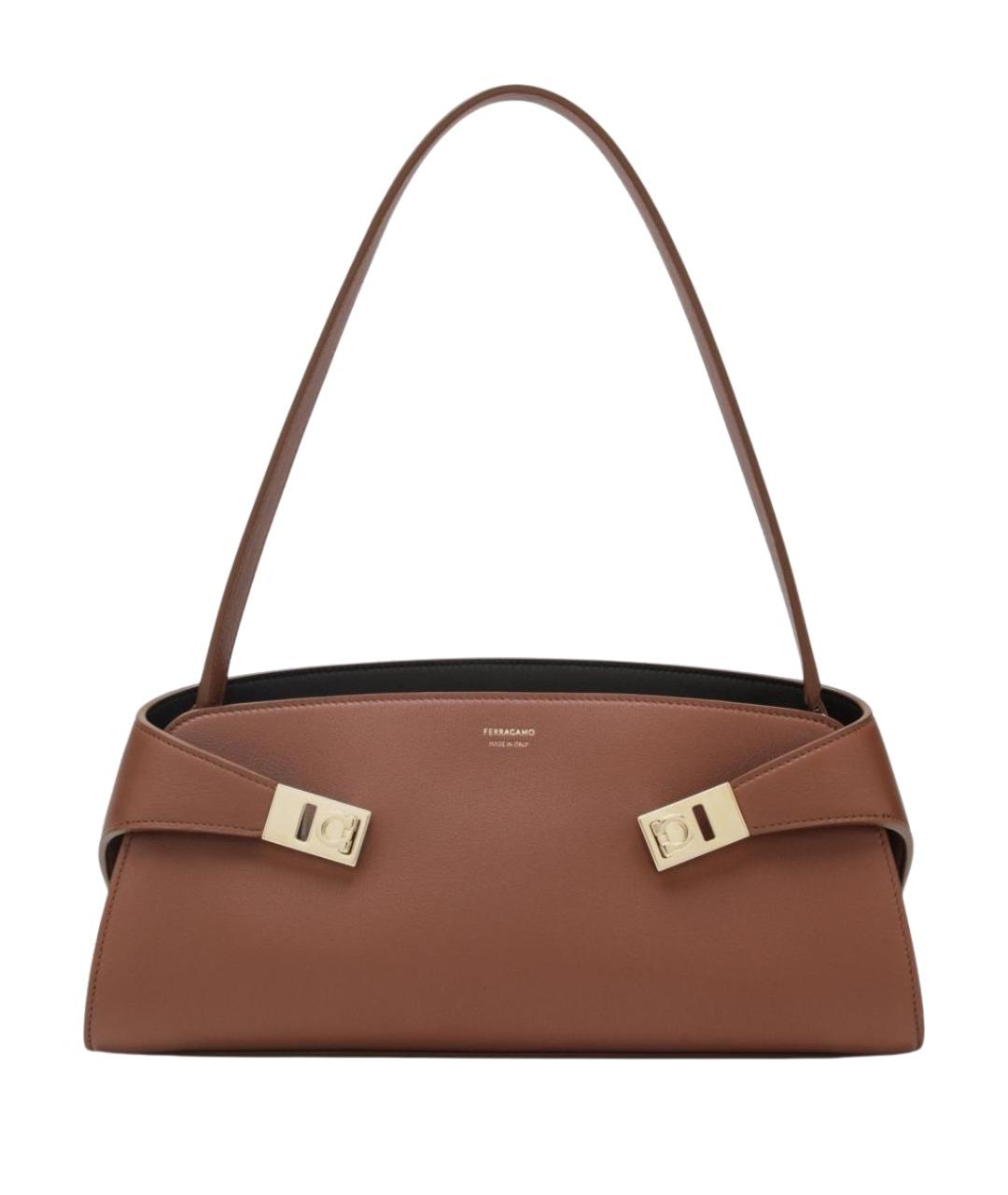 FERRAGAMO Коричневая кожаная сумка через плечо, фото 1
