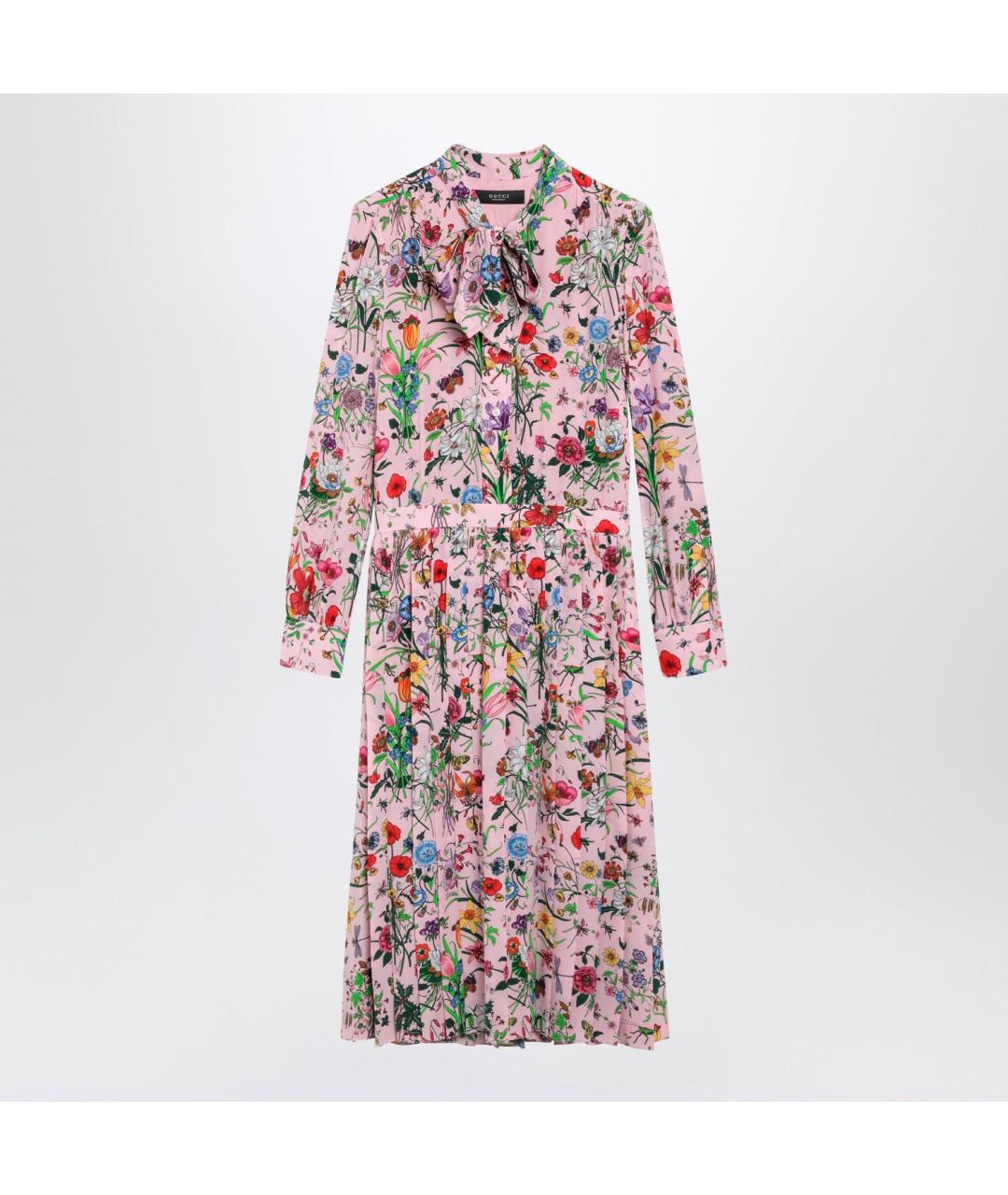 GUCCI Розовое шелковое повседневное платье, фото 4