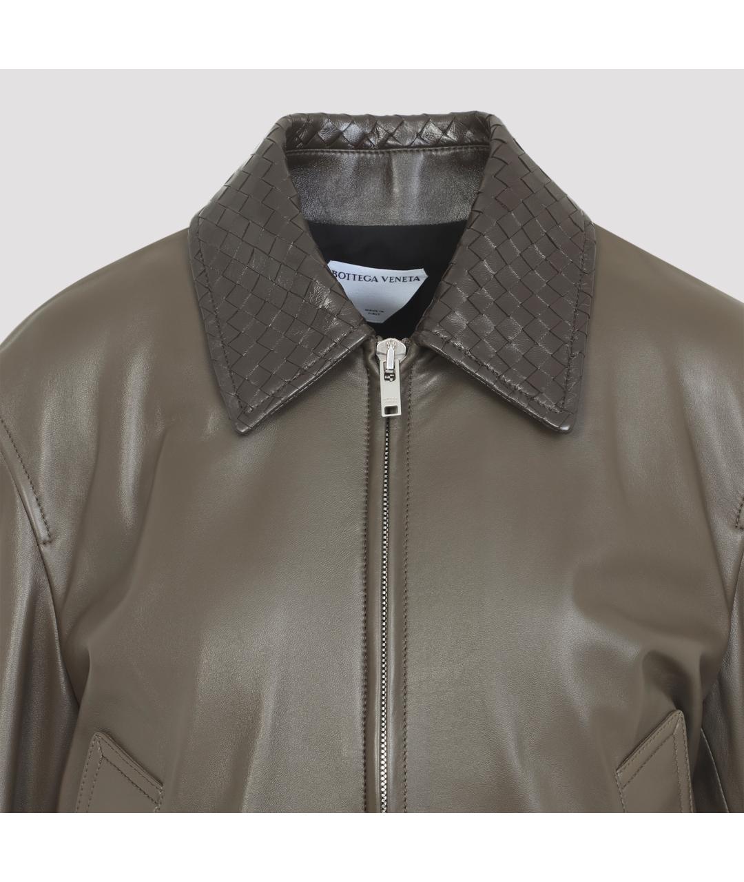 BOTTEGA VENETA Зеленая кожаная куртка, фото 4