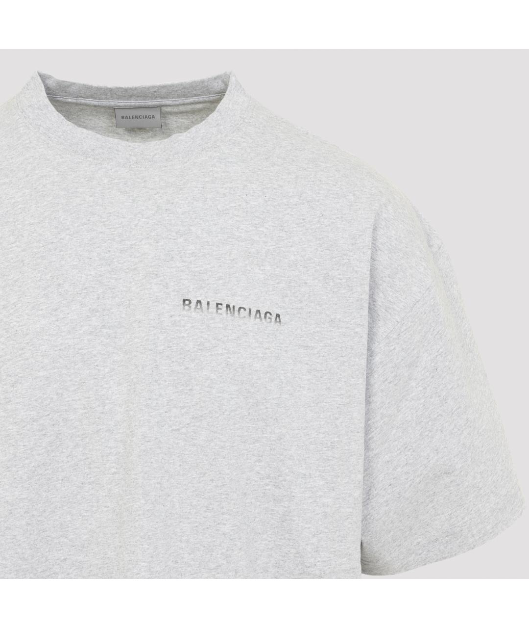 BALENCIAGA Серая хлопковая футболка, фото 4