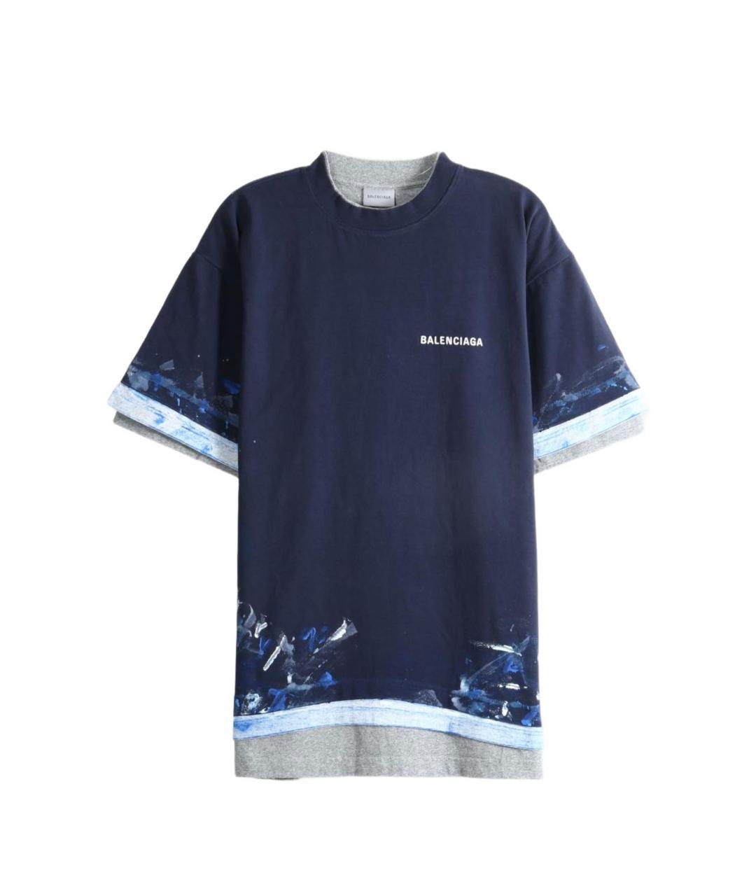 BALENCIAGA Синяя хлопковая футболка, фото 5