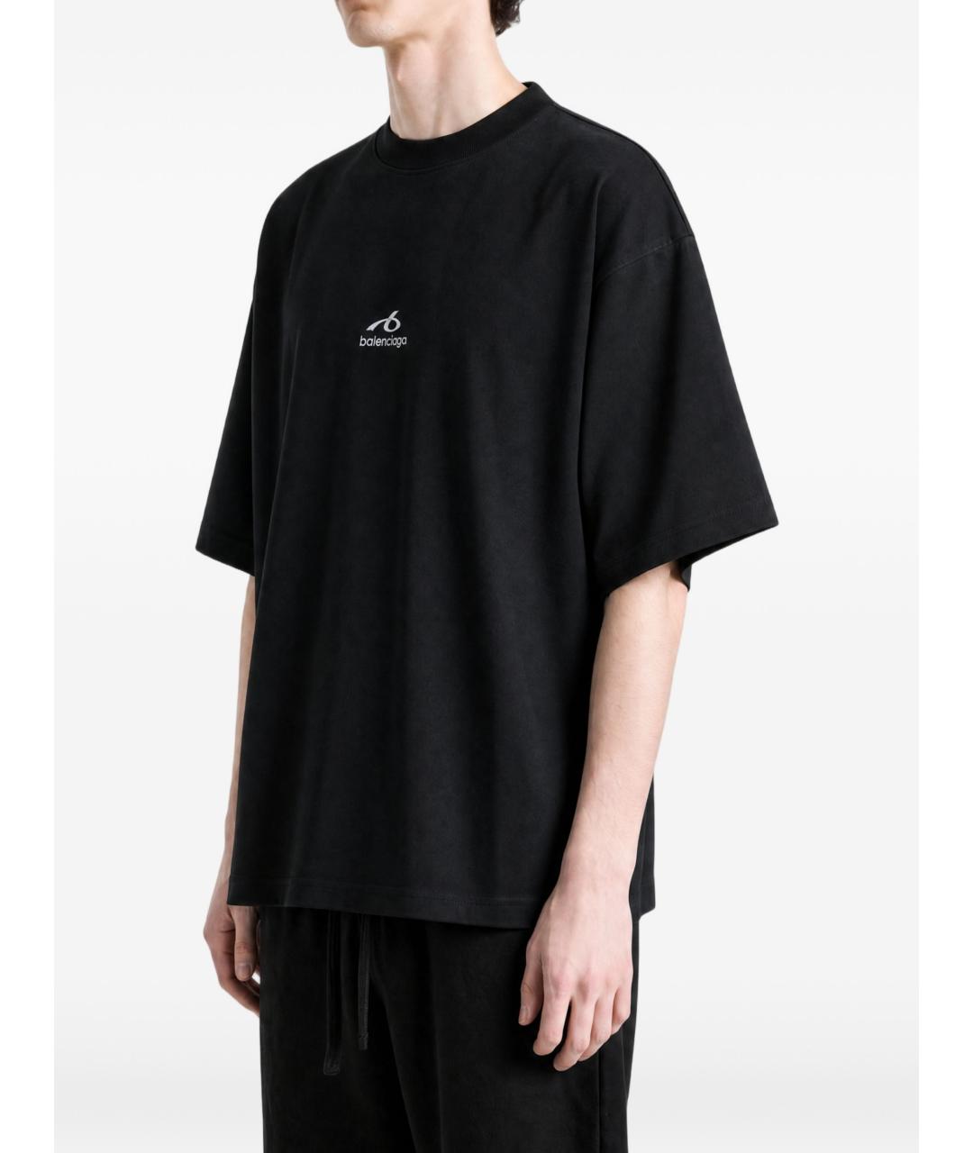 BALENCIAGA Черная хлопковая футболка, фото 4