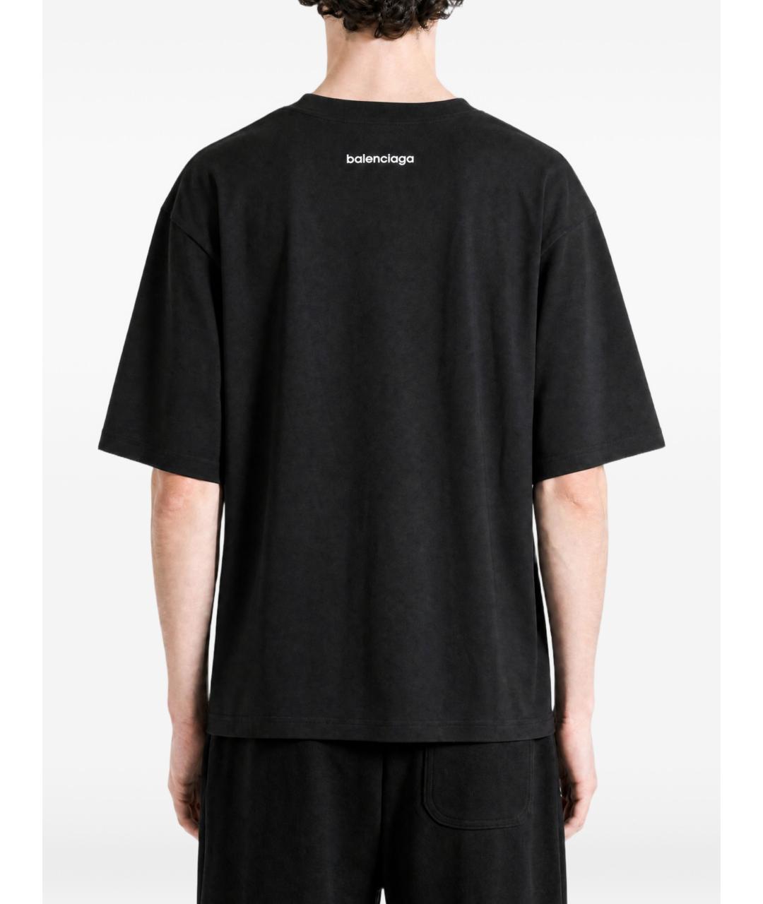 BALENCIAGA Черная хлопковая футболка, фото 2