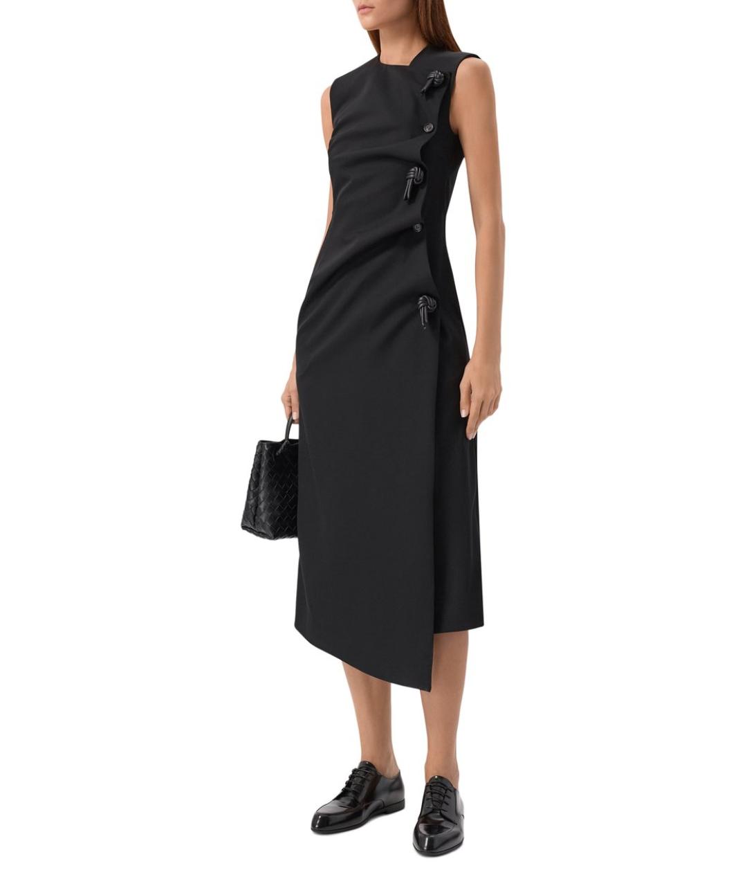 BOTTEGA VENETA Черное шерстяное повседневное платье, фото 2