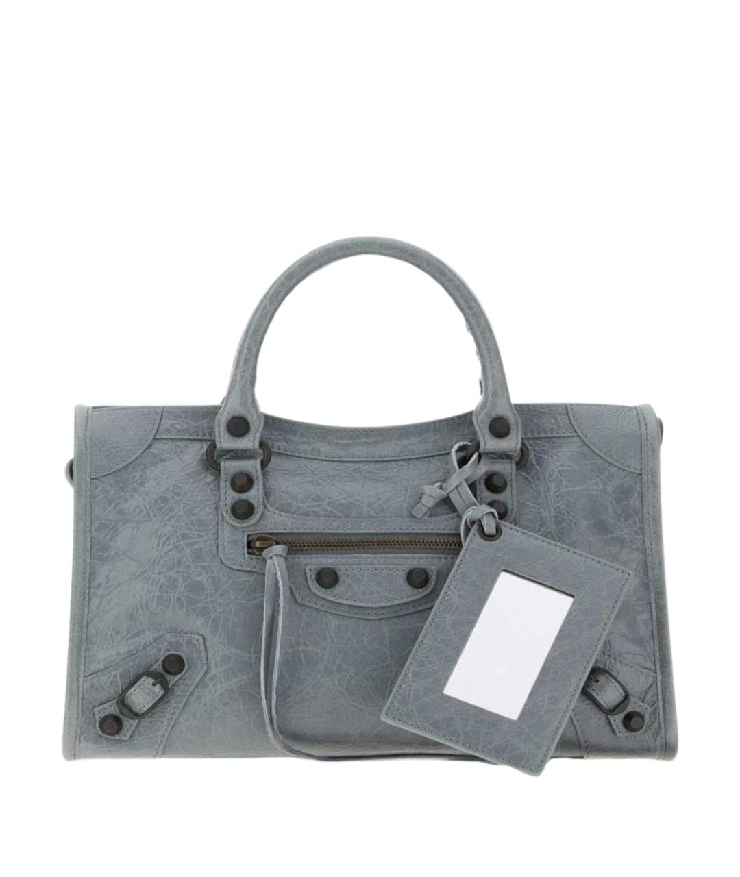 BALENCIAGA Голубая кожаная сумка тоут, фото 1