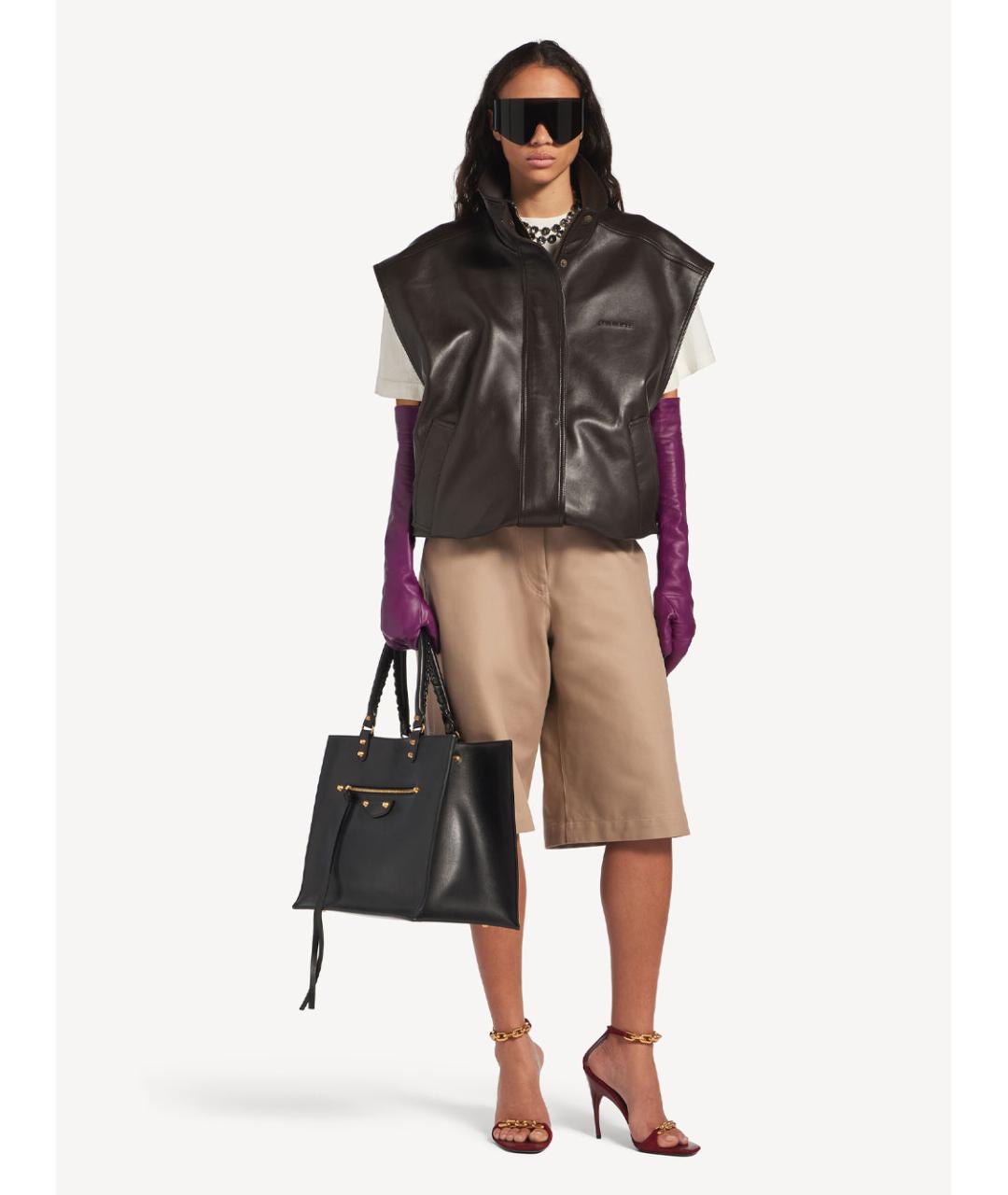 BALENCIAGA Коричневый кожаный жилет, фото 2