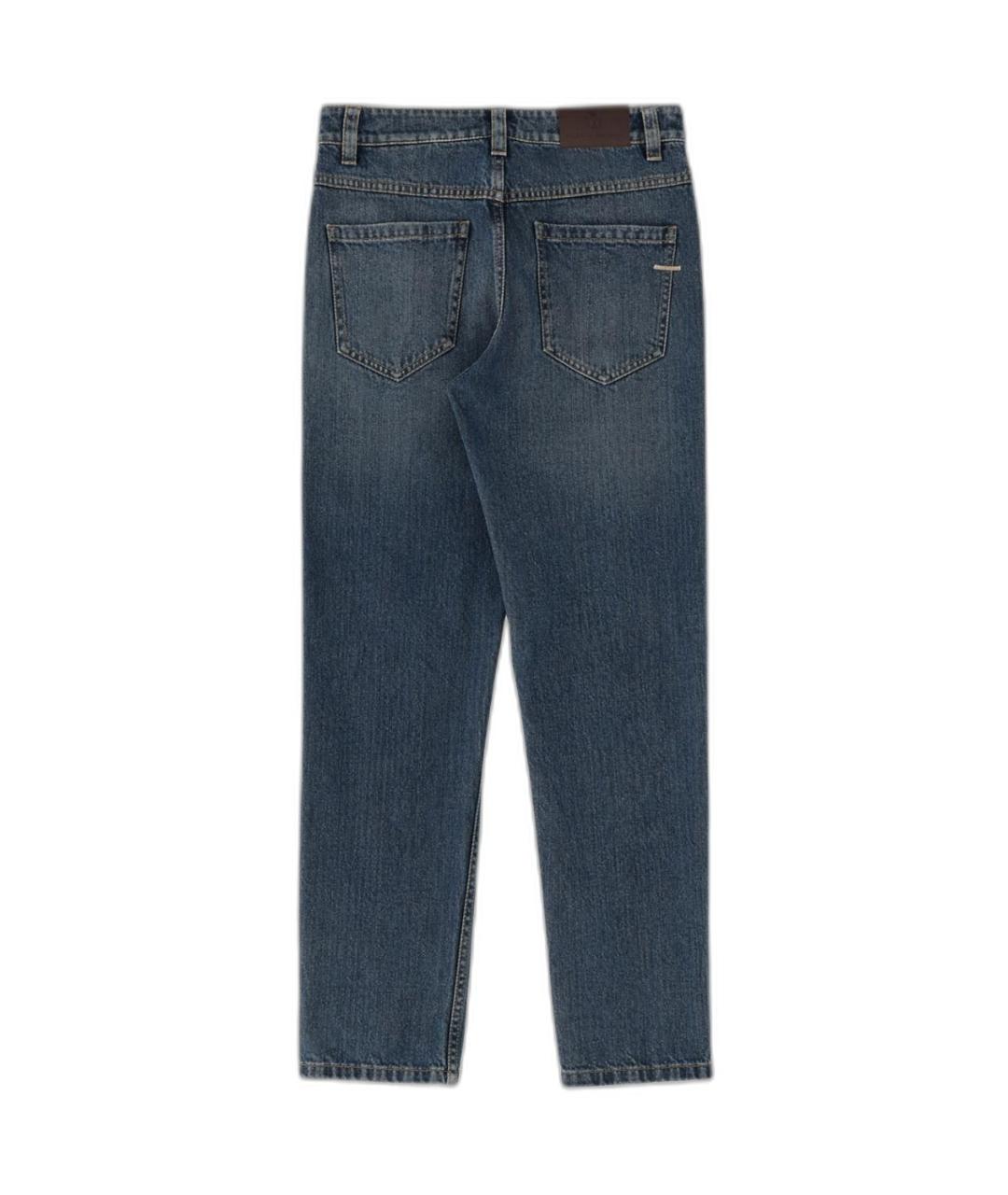 BRUNELLO CUCINELLI Синие хлопковые прямые джинсы, фото 4