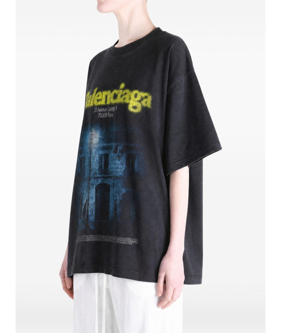 BALENCIAGA Черная хлопковая футболка, фото 3
